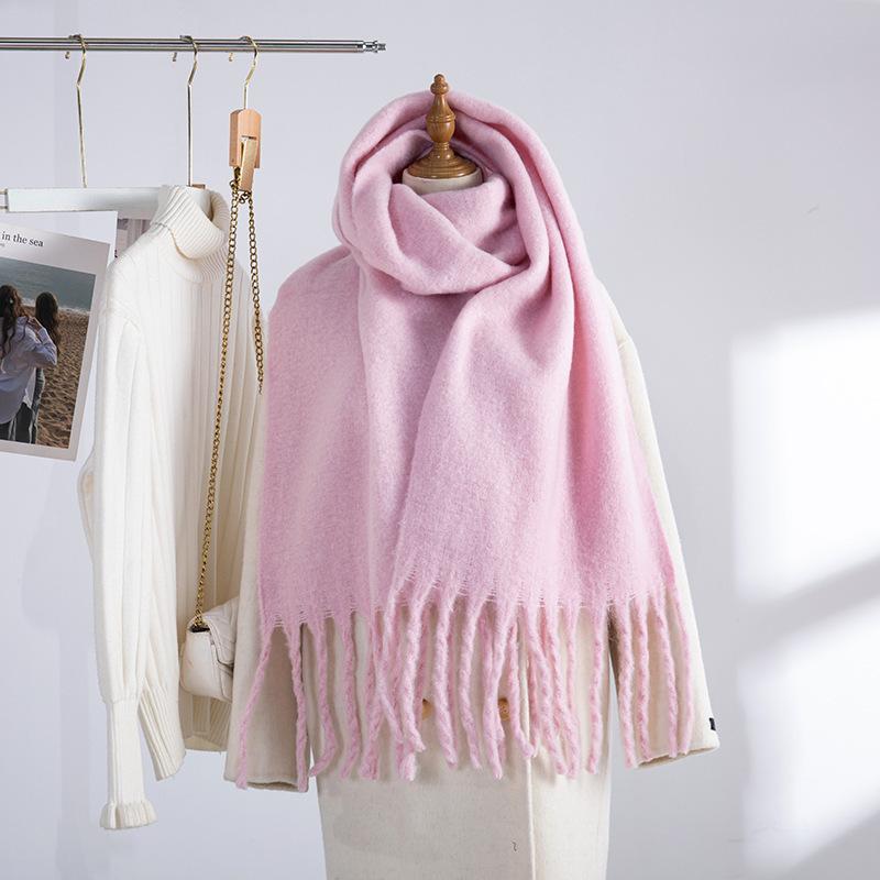 Korean version of imitation cashmere plaid scarf women's autumn and winter thickened warm scarf student versatile scarf live broadcast explosion