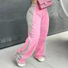 Women's Fashionable Color Blocked Elastic Waistband Versatile Straight Leg Casual Sweatpants Pants