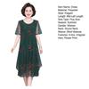 Mother Midi Dress Flower Print Double Layers Irregular Hem Round Neck Short Sleeves Mid-calf Length Thin Soft Plus Size Lady Dress