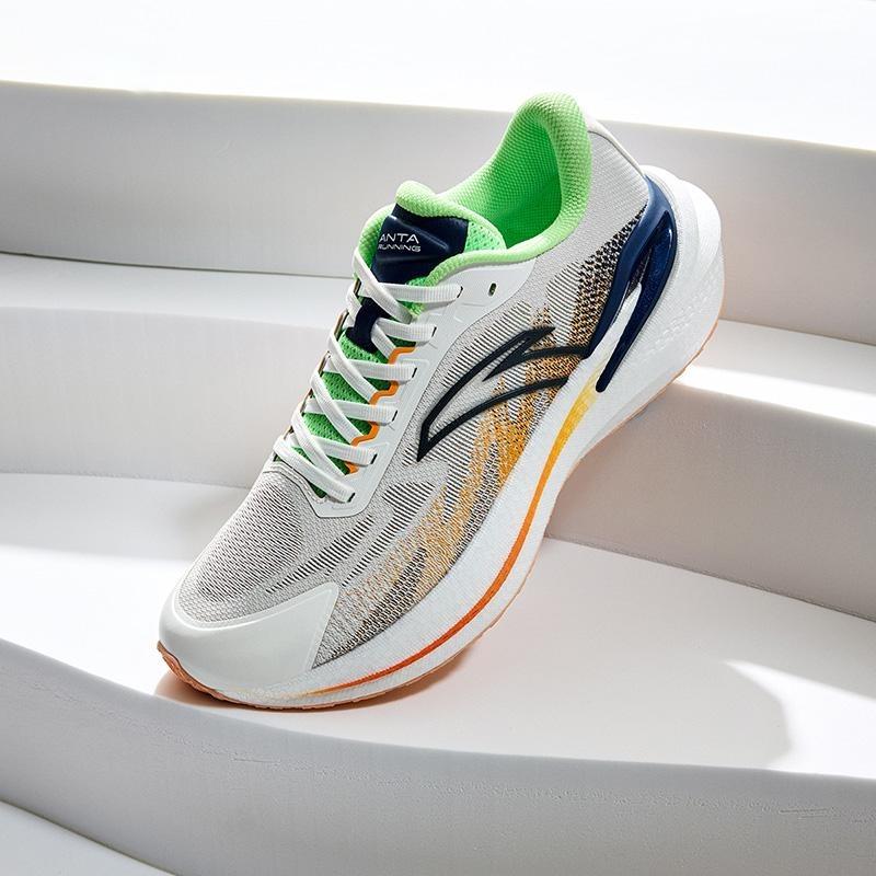 Anta Wanghai 2 Men Low Top Casual Running Shoes White Green Orange 912435555-2
