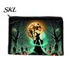 Printed Canvas Organizer Storage Bag, with Halloween Witch Castle Print, Large Wear-Resistant Makeup Pouch Capacity Cosmetic Organizer, for Travel And