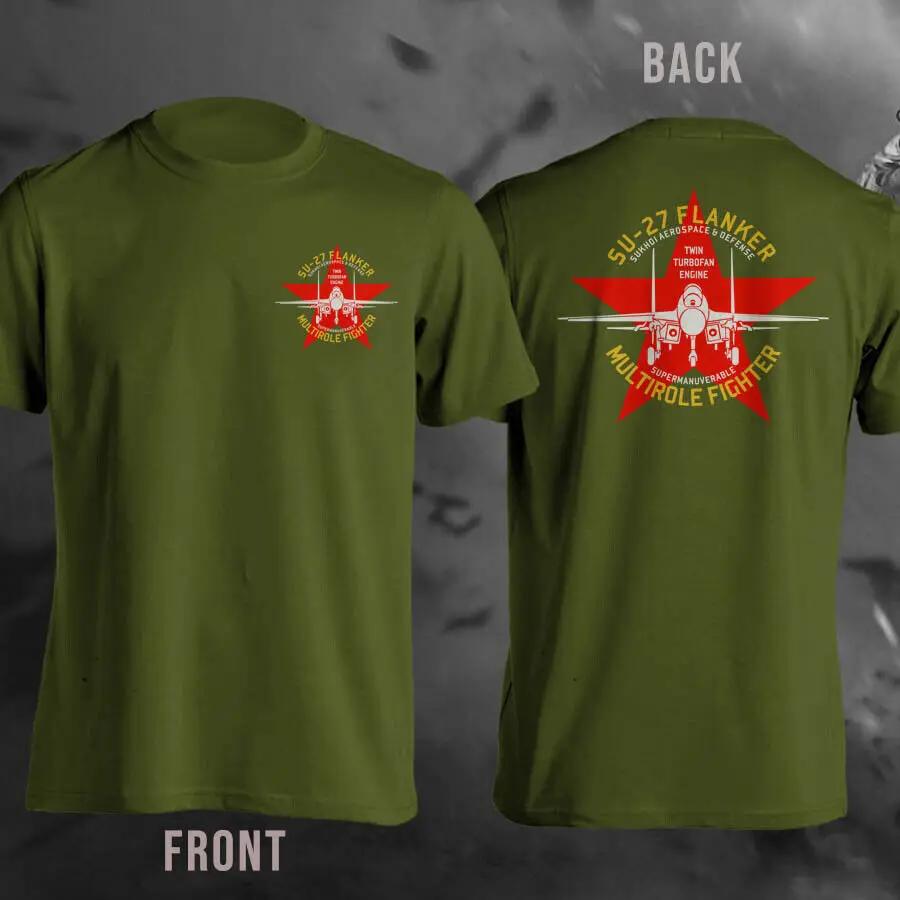 SU-27 Flanker Multirole Fighter Jet T-Shirt Sukhoi Aerospace and Defense Pilot Shirt Casual 100% Cotton T Shirts