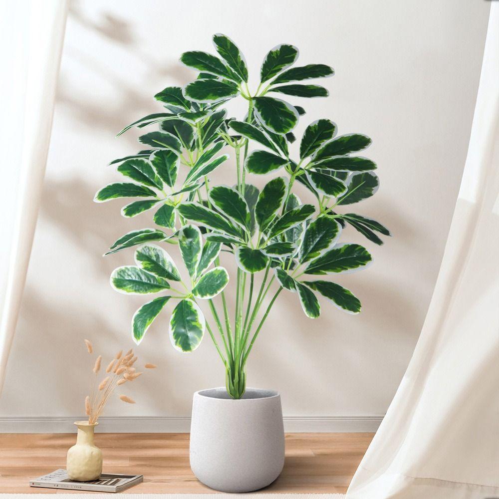 Plastic Material Fake Palm Plants Large Size Plastic Shrub Leaves For Outdoor Decor
