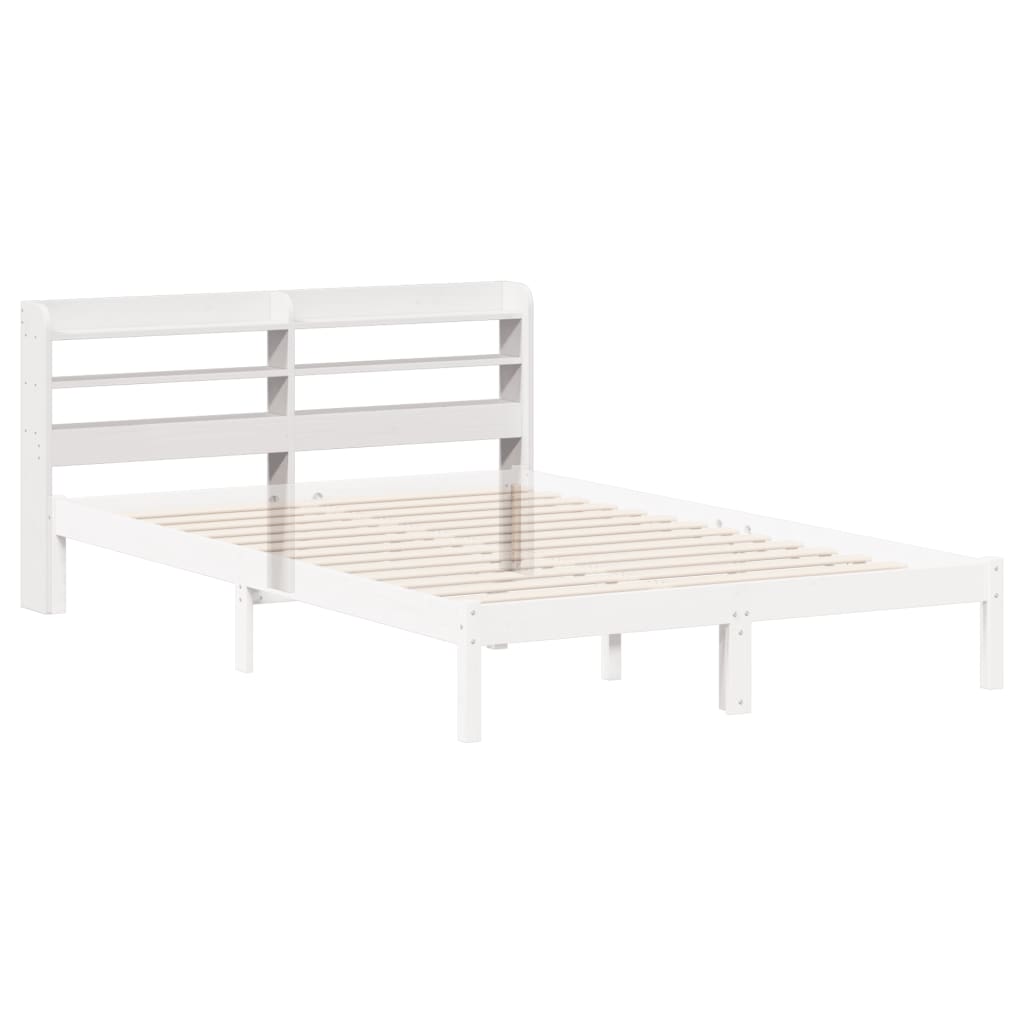 Vidaxl Wezgłowie Do Łóżka, Z Półkami, Białe, 135 Cm, Drewno Sosnowe