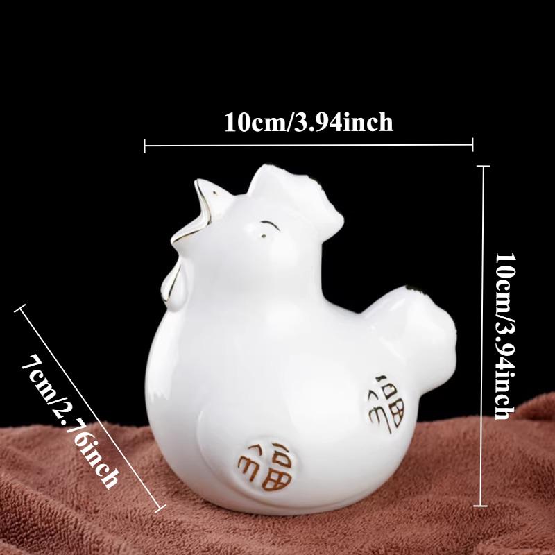 1pc Ceramic Zodiac Rooster Mascot White/Red Rooster Ornament Home Decoration Desktop Animal Ornaments Ceramic Craft Animal