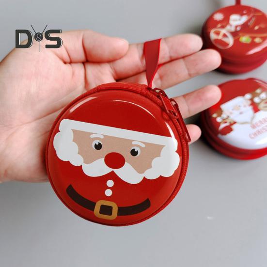 Münzgeldbörse für Kinder, rund, Weihnachtsmünzbeutel mit Cartoon-Muster, Reißverschluss, Münzetui mit Umhängeband für Kindermünzen, Bargeld, Schlüssel, Süßigkeiten