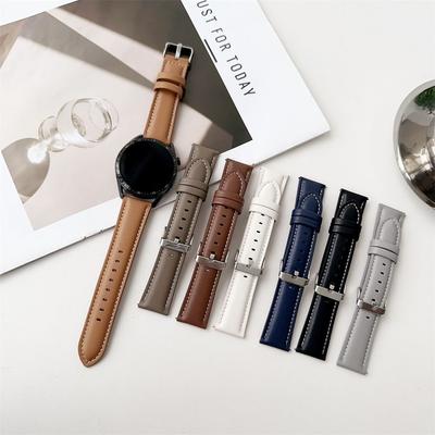 Genuine Leather Watch Bands 20mm & 22mm with Pin Buckle Closure - Napa Texture Compatible with Samsung, HUAWEI, Amzfit & More - Universal Style