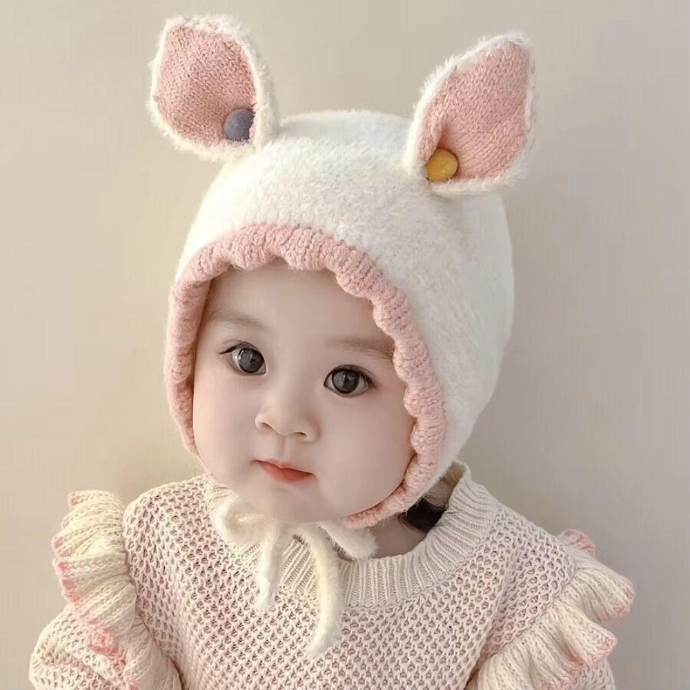Rabbit Ears Baby Knit Hat Warm Baby Knitted Hats Cute Baby Ear Protection Hat  Autumn Winter