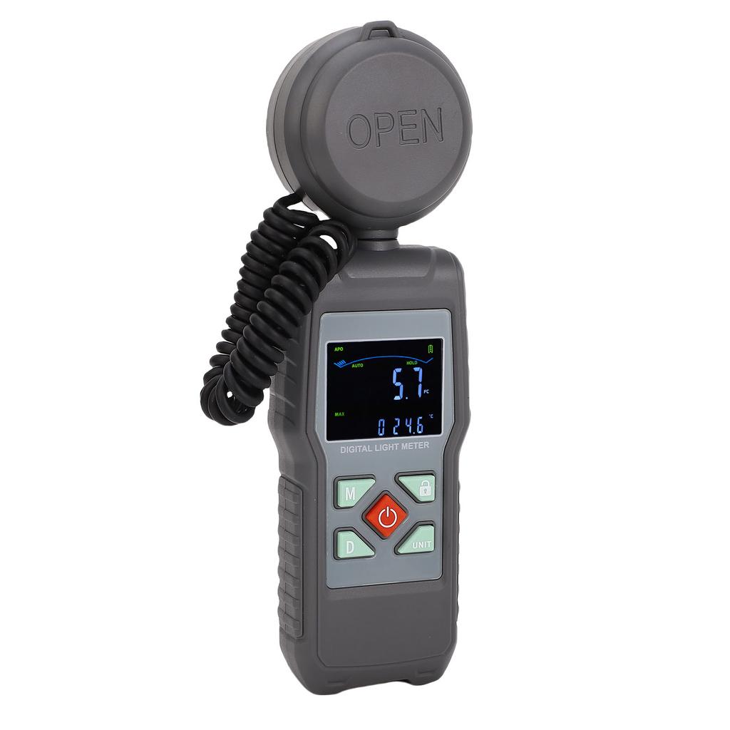 Digital Light Meter 200000LX LCD Screen 360 Degree Rotatable Sensor Temperature Measuring Digital