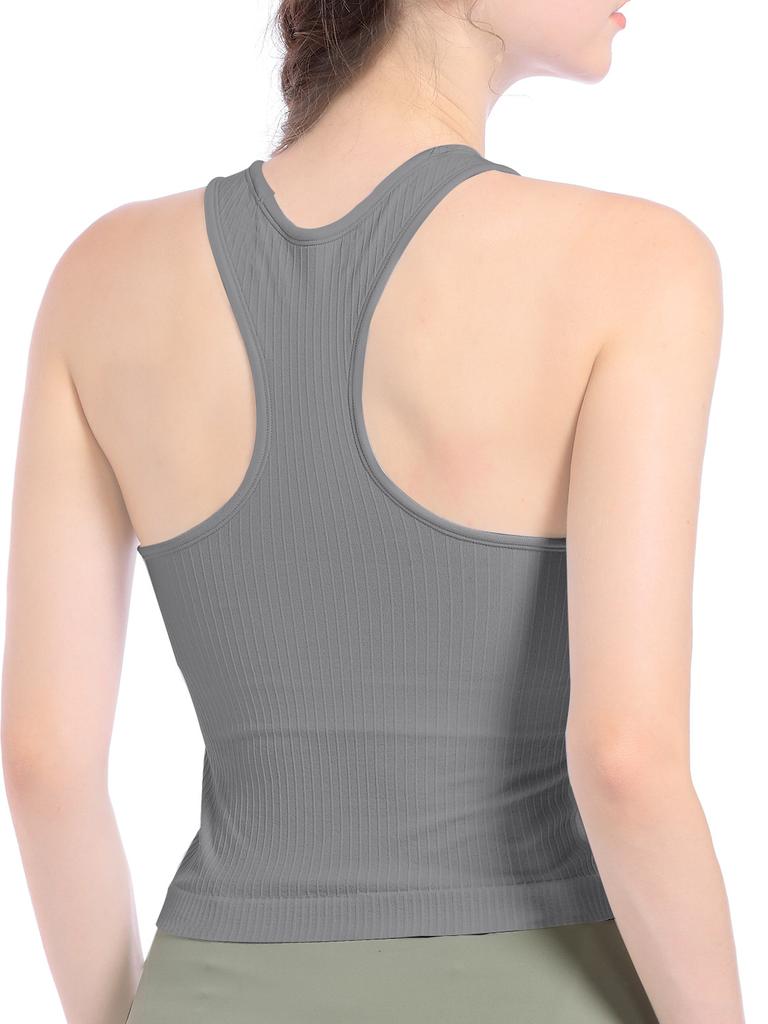 Women's Summer Outer Wear with Bra Pad Camisole Running Fitness Underwear Slim Yoga Sports Tank Top