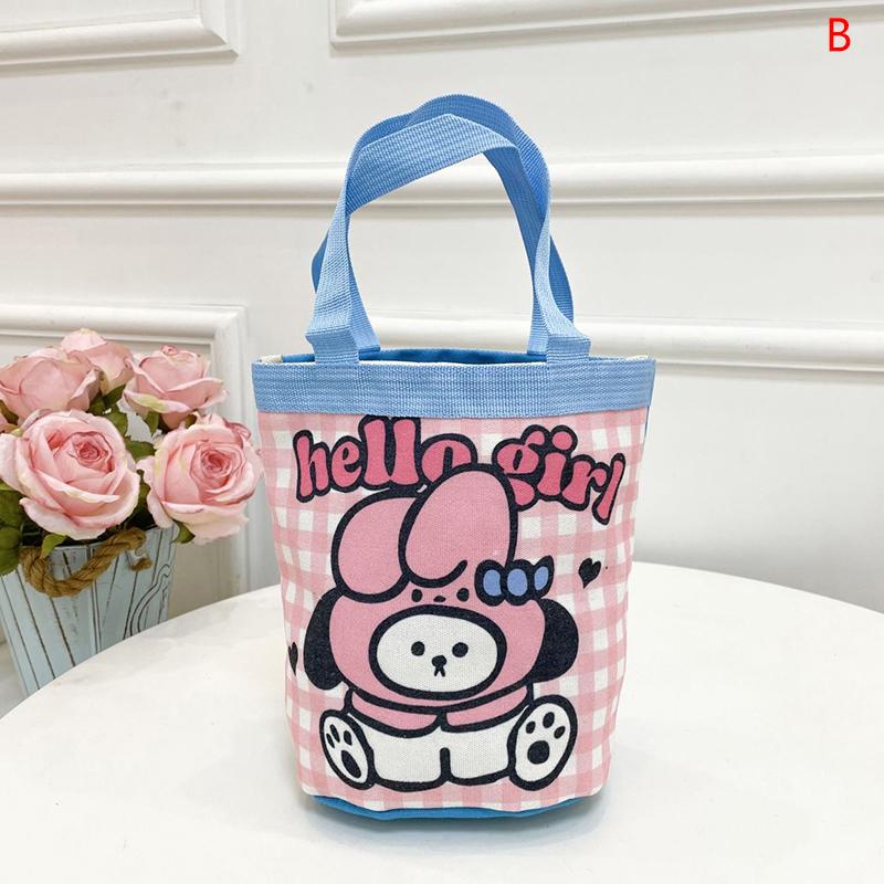 Roztomilá taška přes rameno s kresleným potiskem, válcová taška, plátěná taška, dámská kabelka, taška na oběd, nákupní taška, školní taška