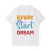 Men's 100% Cotton Crew Neck Short Sleeve T-Shirt, Everything Start With A Dream Inspirational Letter Print Casual Comfortable Tees for Daily Wear