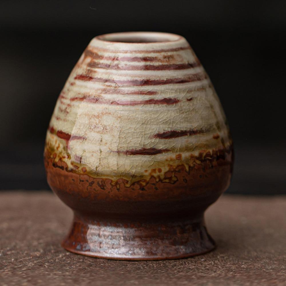 Ceramic Matcha Holder Kiln Discoloration Smooth Whisk Stand Holder Handmade Bamboo Matcha Chasen Holder for Tea Set Accessories