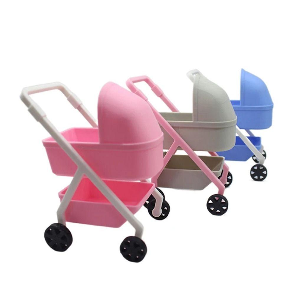 Bedroom Miniature Baby Stroller Scene Decor Simulation Baby Bassinet Cart Kids Toy