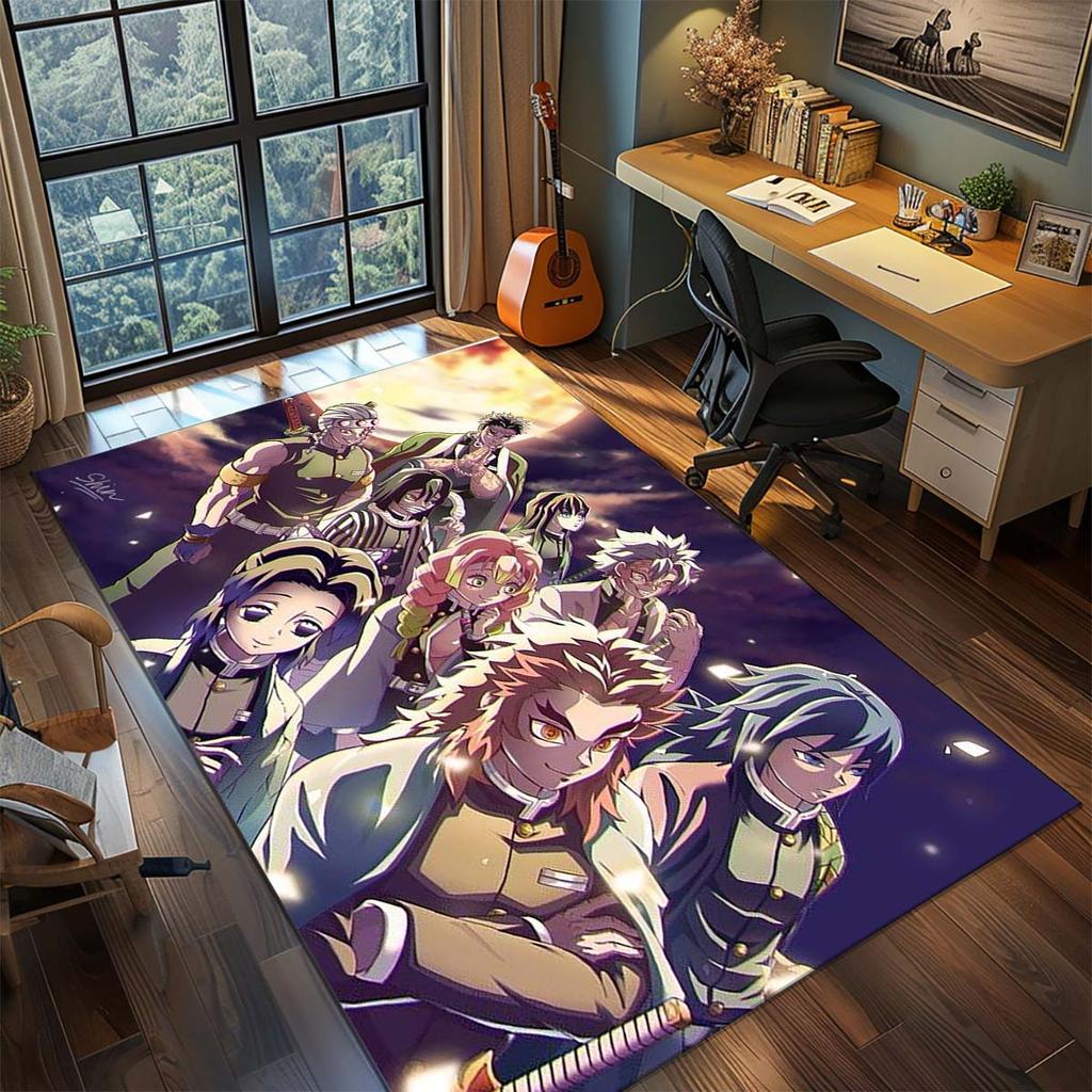 Demon Slayer Anime Rug Carpet Large Area Rug Non Slip Washable Floor Mat Gamer Room Bedroom Home Decor -QJY