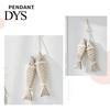 Seaside Wall Hanging Rustic Nautical Wooden Fish Decor, Coastal Beach Style Home Decor Ornament with Fishing Net for Lake House, Bedroom, Bathroom