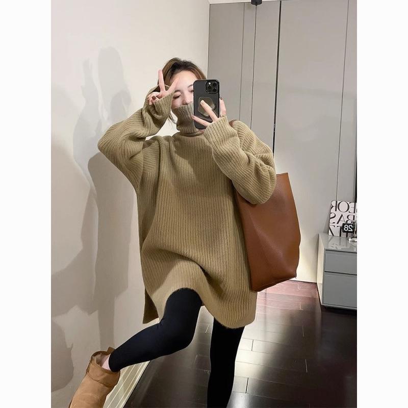 

Women s 2024 Loose Turtleneck Sweater - Thick, Split, Mid-Length, for Autumn/Winter. M for 95-110 jin