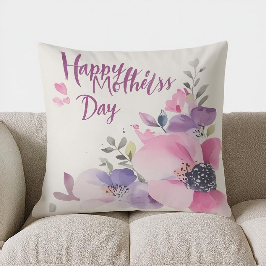 Home Decor Happy Mother'S Day Floral Heart Throw Pillow Pattern Cushion Cover Suitable For Sofa Bedroom Car Pillow Cover