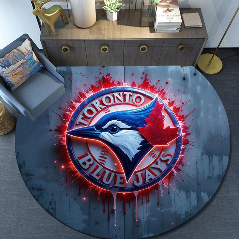 Toronto Blue Jays2,Round Area Rug,Carpet Rug for Living Room Bedroom Sofa Playroom Decor,Non-slip Floor Mat