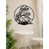 Round Iron Wall Decor with Black Floral Design for Living Room Bedroom Home Decoration Gift