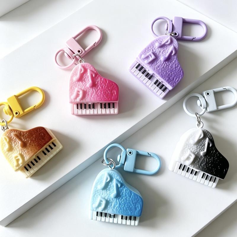 Mini Piano Keychain Gradient Color 3D Music Note Design Creative Bag Decor for Christmas Small Gift