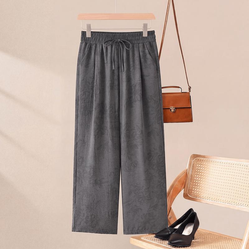

Middle-Aged Women s Floral Print Wide-Leg Pants 5XL