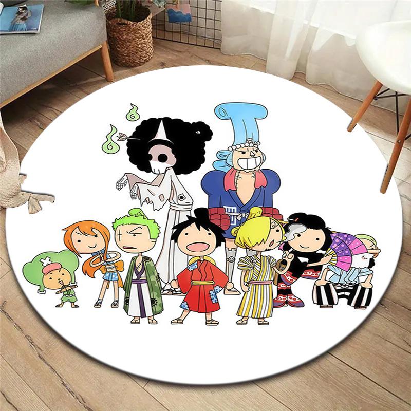 One Piece Logo Round Area Rug Carpet Rug For Living Room Bedroom Sofa Playroom Decor Nonslip Floor Mat