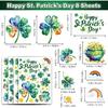 St Patricks Day Window Clings for Glass Windows, Saint Patrick's Day Shamrock Decor, Spring Window Sticker Decal for Gifting and Holidays, 8 Sheets