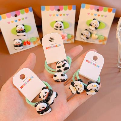 2 STÜCKE Hübsche Cartoon Fliege Panda Mädchen Elastische Haarbänder Prinzessin Haaraccessoires Kinder Haargummis Baby Kopfschmuck