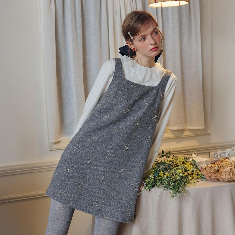 Ceme Adu Cest_Bow Woolen Sleeveless Dress