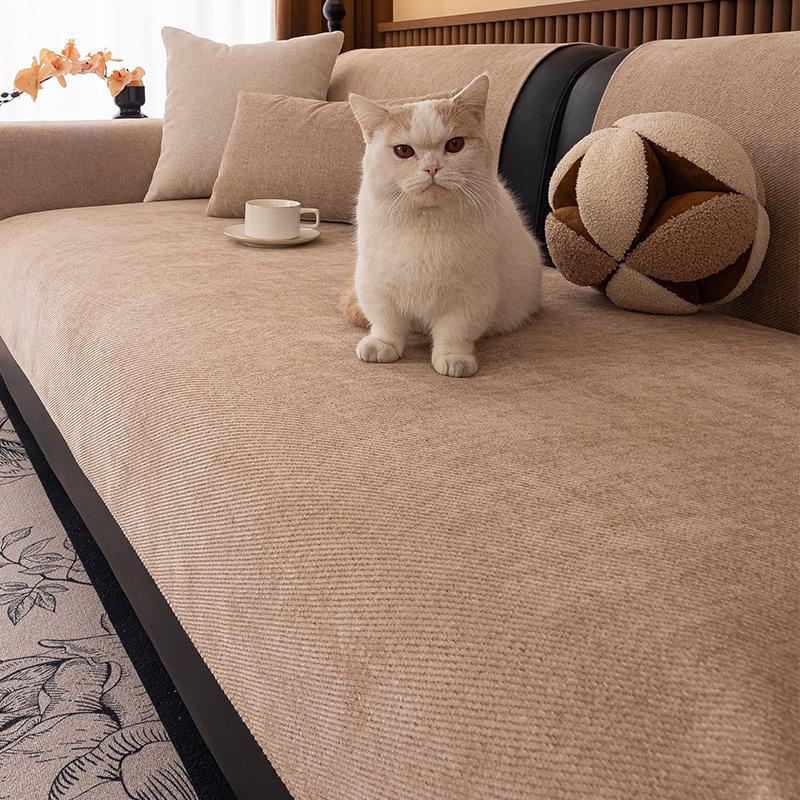 New Sofa Cover Advanced Sense Simple Modern Straight Row Leather Seat Cushion Universal Non-Slip Sofa Cushion In All Seasons