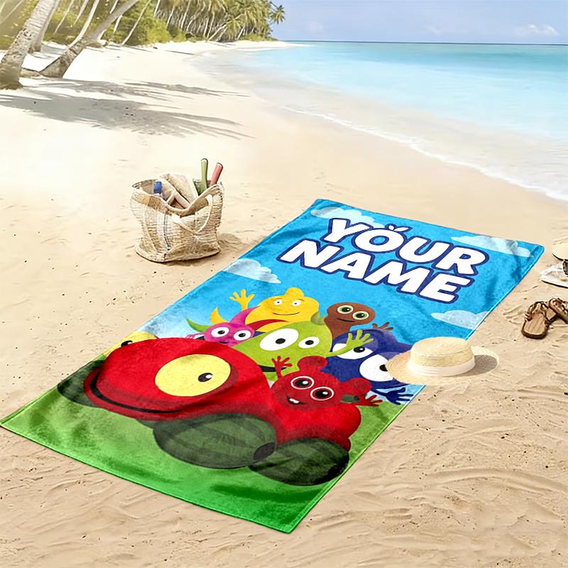 Custom Name Babblarna Print Beach Towel, Large Soft Quick Dry Towel for Beach Camping Swimming