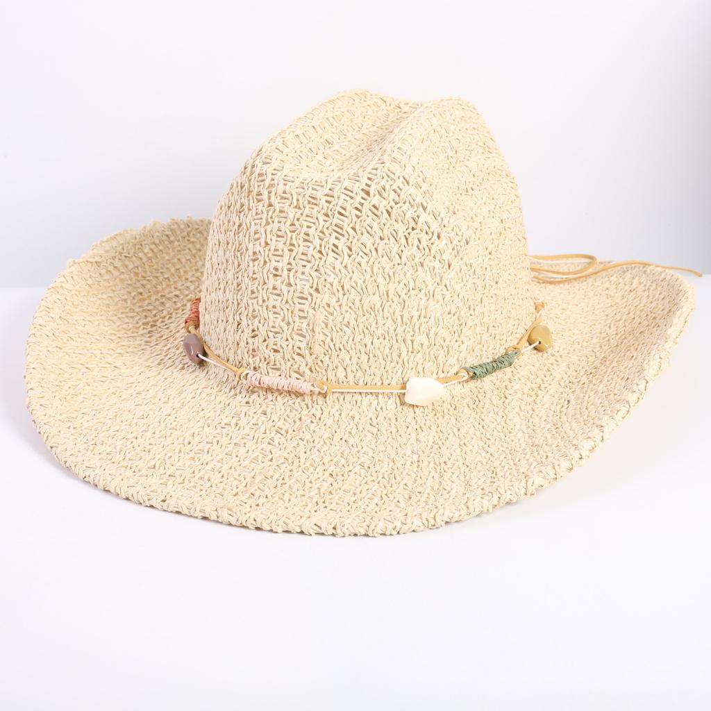 Popolare Cappello di Paglia Classico Western da Cowboy Estivo Vuoto con Ampia Tesa Cappello da Sole Cappello di Paglia Intrecciato a Mano