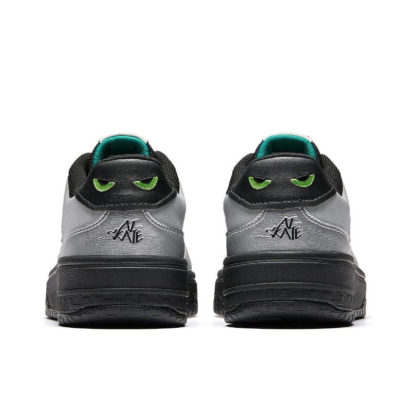 Anta Herren Street Play 3 Synthetikleder Komfort Niedrig geschnittene Skate-Schuhe Basic Schwarz Silber 912548077-7
