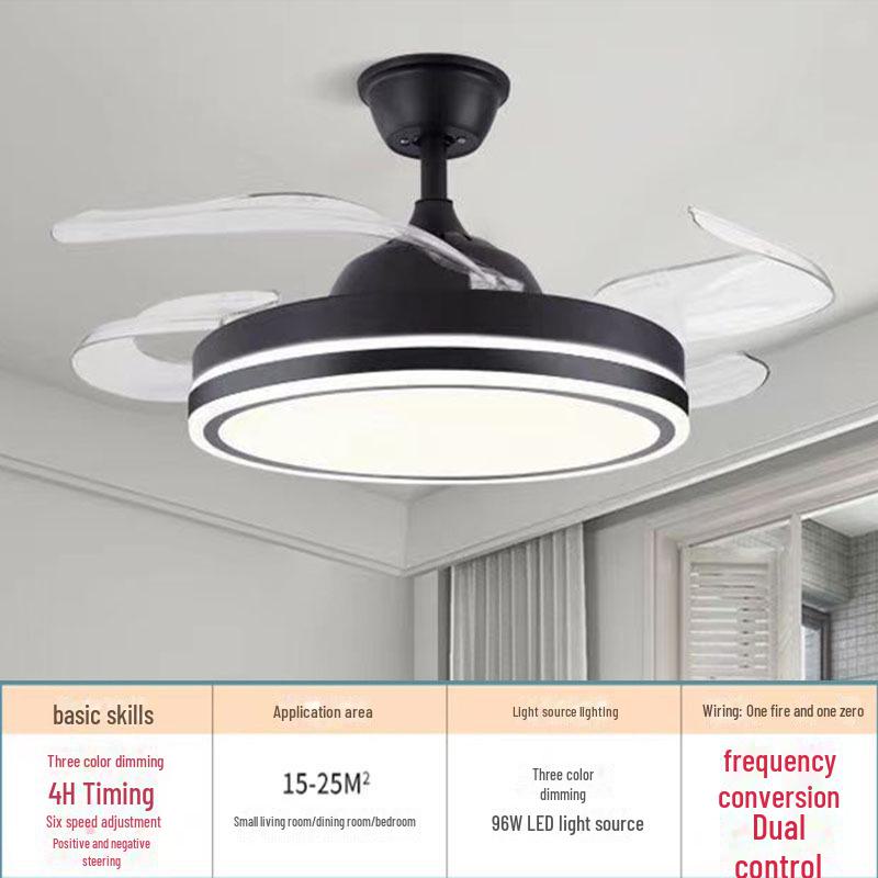 Invisible Ceiling Fan with LED Light - Silent, High Wind, For Living Room & Bedroom