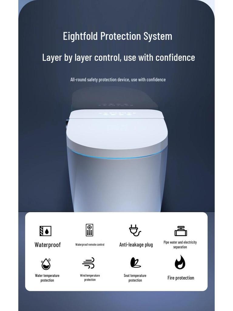 Genuine Smart Toilet with Automatic Flip Lid, Instant Heating, Voice Control, Siphon Technology, and No Water Pressure Limitations.