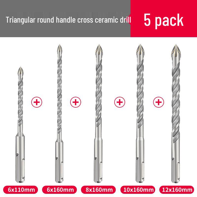 Triangle Tile Ceramic & Concrete Alloy Twist Drill Bit with Cross Round Shank
