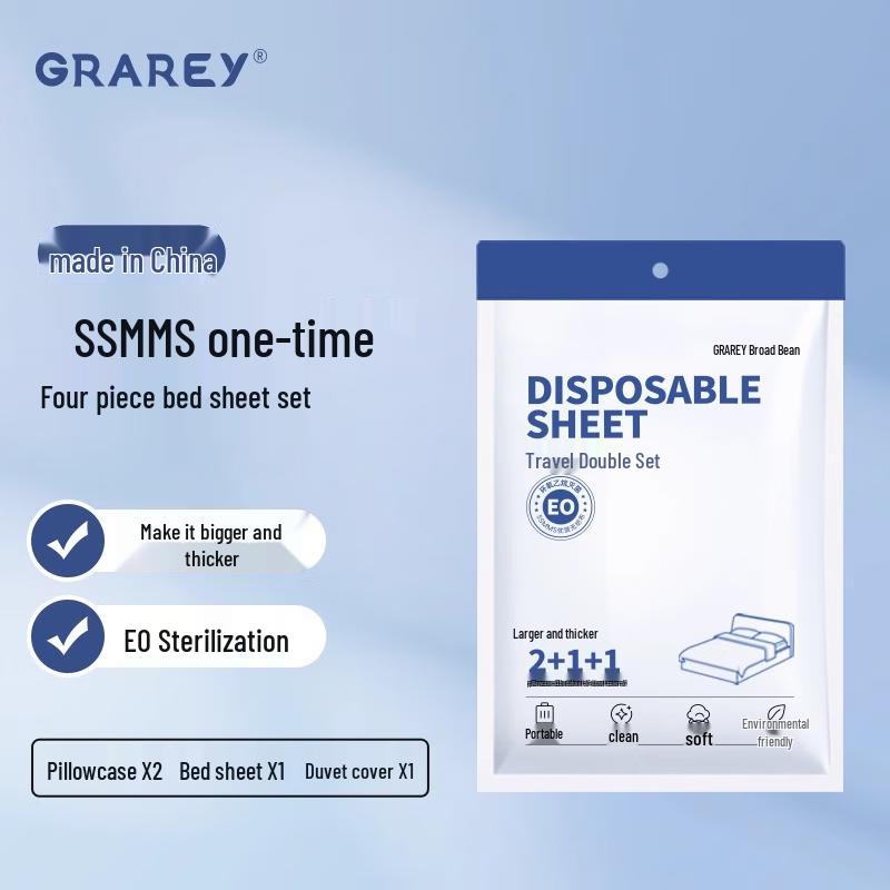 GRAREY Portable Disposable 4-Piece Double Bedding Set
