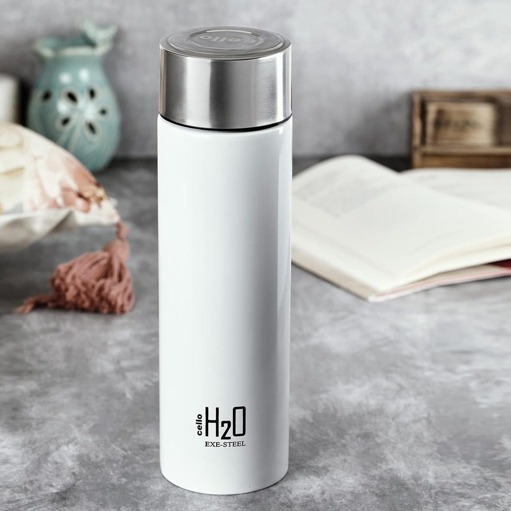 Stainless Steel Water Bottle 1L For Gym Travel Office Use | Leakproof Rust-Proof Design | Sleek White BPA-Free Hydration Bottle