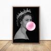 Queen Elizabeth Bubble Gum Poster and Printing Wall Art Wall Art British Royal Canvas Painting Wall Family