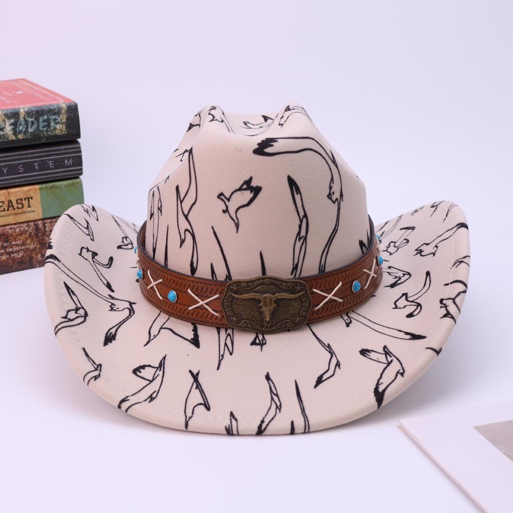 Hot-selling fashion top hat personalized bull head accessories western cowboy hat versatile jazz hat