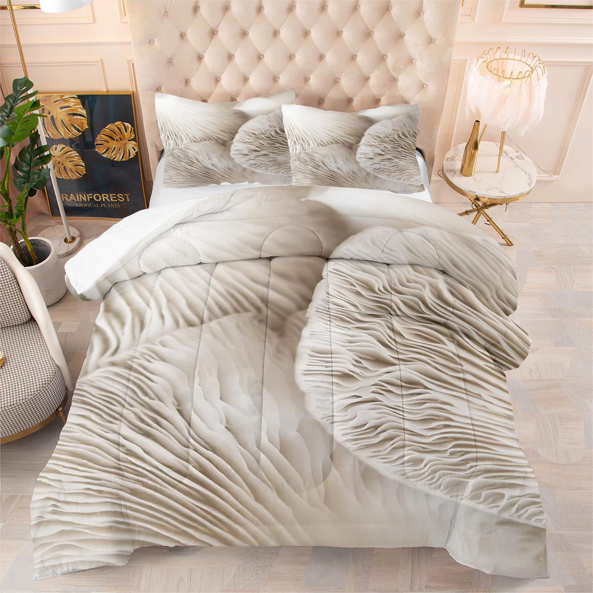 Simple Leaf Pattern Three-piece Digital Printing Fat Quilt Cover 140*200cm