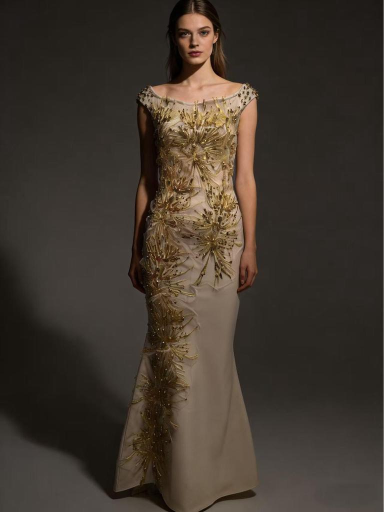 European Slim-Fit Sequin Rhinestone Bandage Mermaid Evening Gown