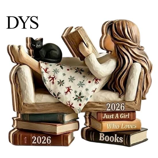 Handmade Carved Wood Figures Wooden Autumn Figurine for Thanksgiving And Halloween Decor, Retro Fall Reading Character Ornaments Table Decor