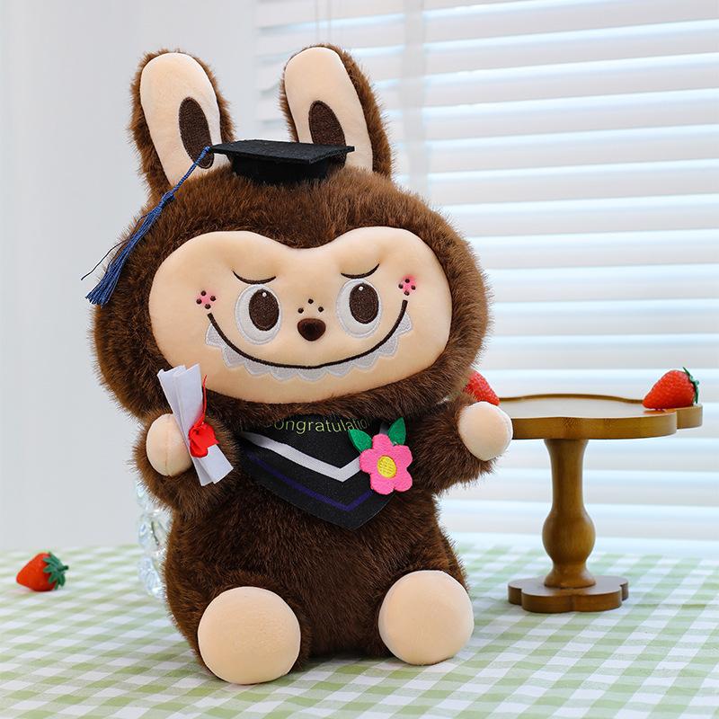 Cartoon Dr. Hat Doll Bachelor Clothing Labubu Plush Toy Grabber 30cm0.25kg