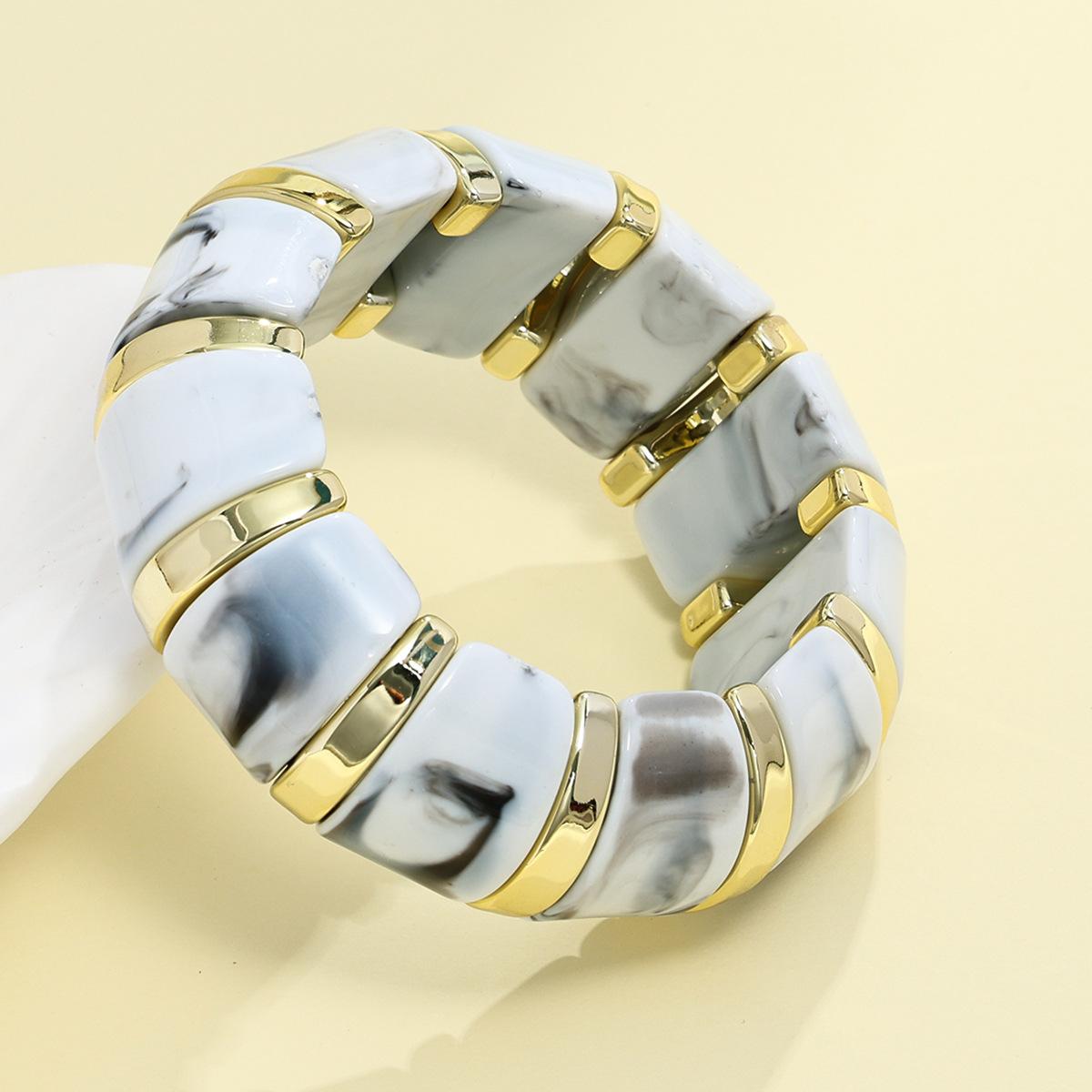 Exaggeration Punk Thick Wide Acrylic Elastic Rope Bracelet Retro Fashion Boho Bracelet Temperament Jewelry for Women