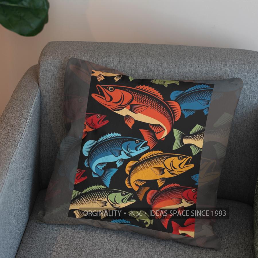2D Buntes Fischmuster Kissenbezug Muster Kissenbezug Geeignet für Sofa Schlafzimmer Auto Kissenbezug