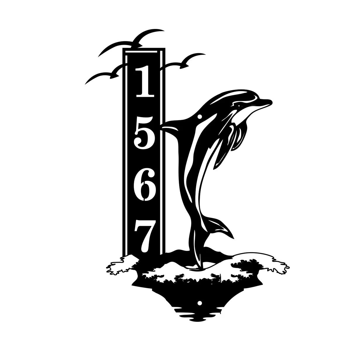 Metal Wall Art Dolphin Seagulls Beach House Outdoor Decor Welcome Sign