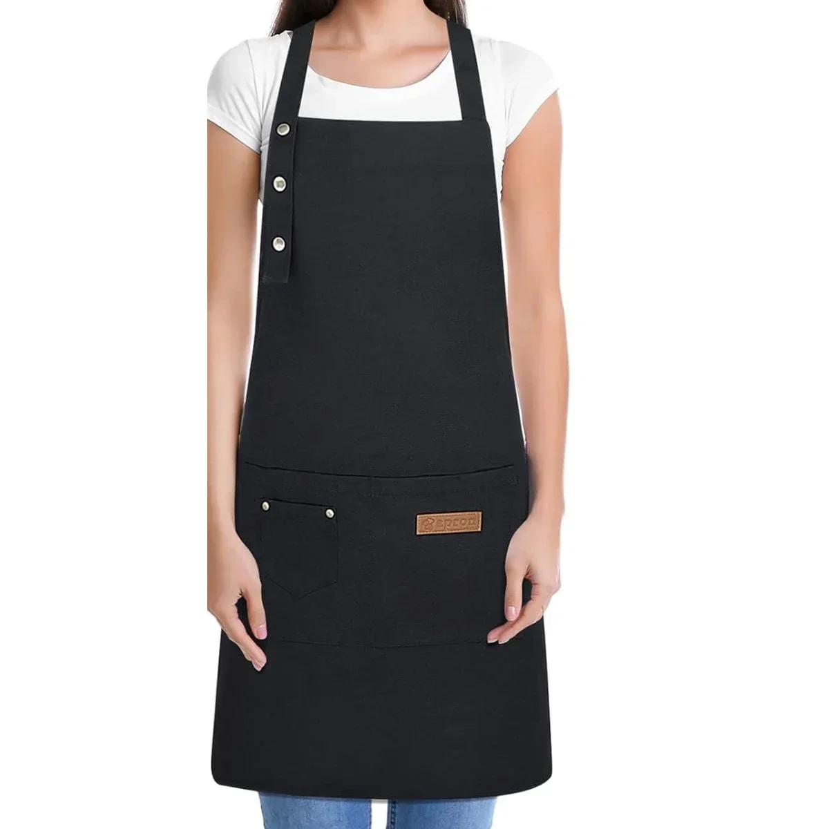 Customized Logo Apron With Pockets Adjustable Waterproof Apron Home Kitchen Gardening Work Dress Kitchen Restaurant Work Apron