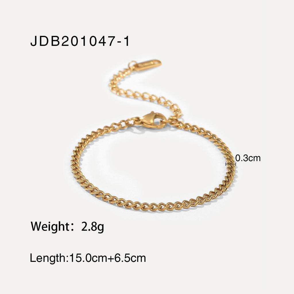18K Gold Plated Stainless Steel Layered Bracelet Set: Miami Cuban Chain, Bangle, Flat Snake Design for Women